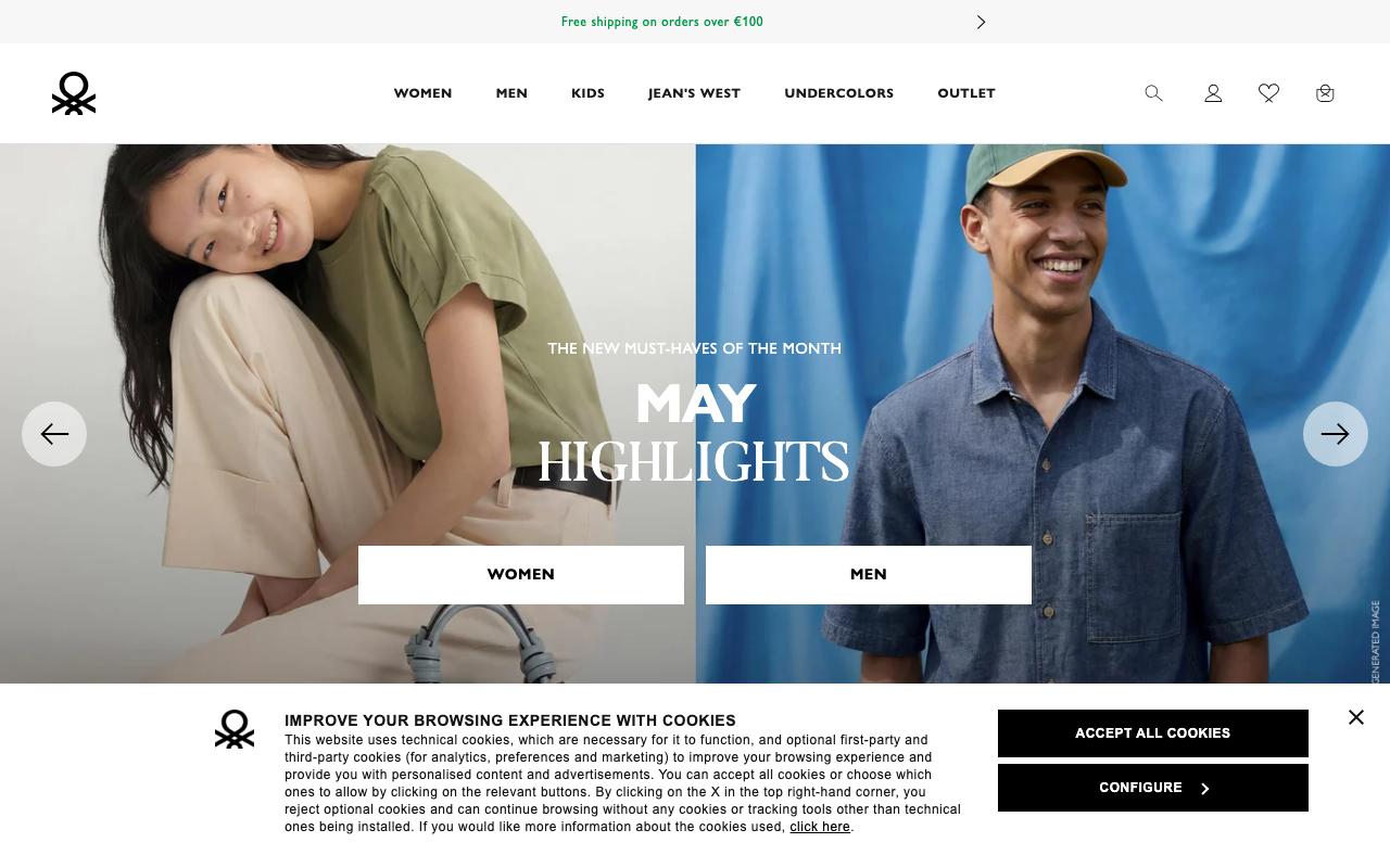 benetton.com homepage screenshot