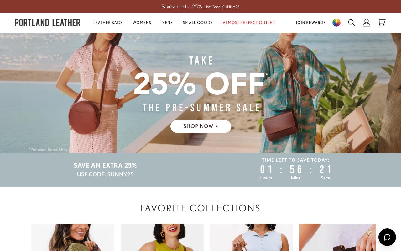 portlandleathergoods.com homepage screenshot