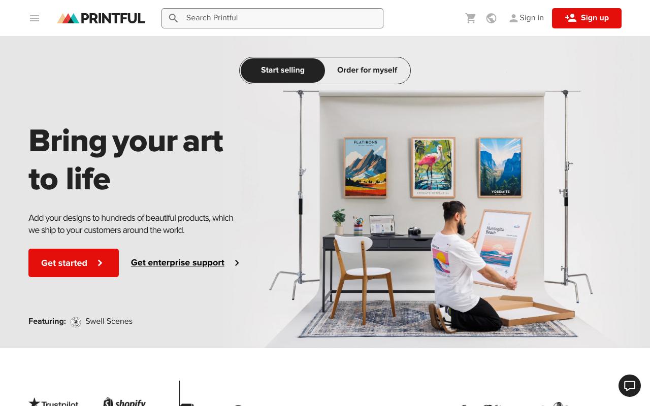 printful.com homepage screenshot