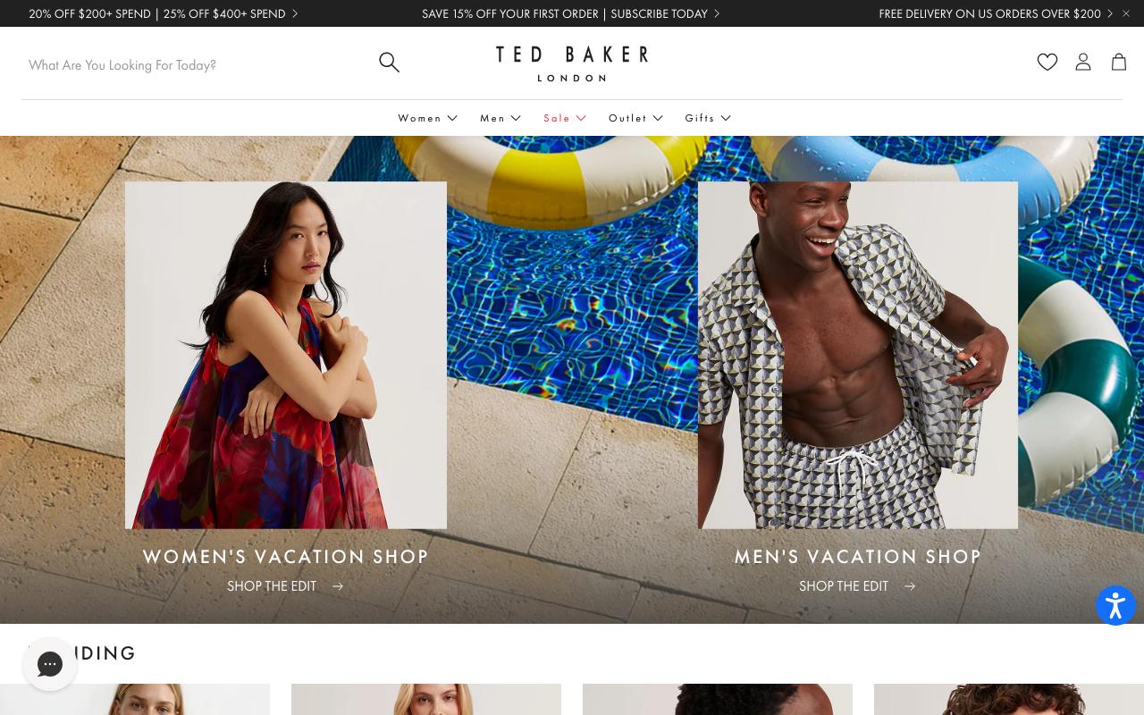 tedbaker.com homepage screenshot