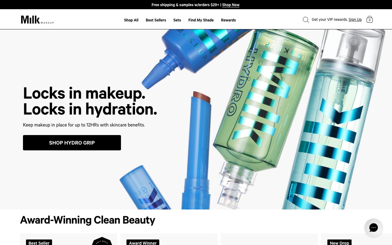 milkmakeup.com homepage screenshot