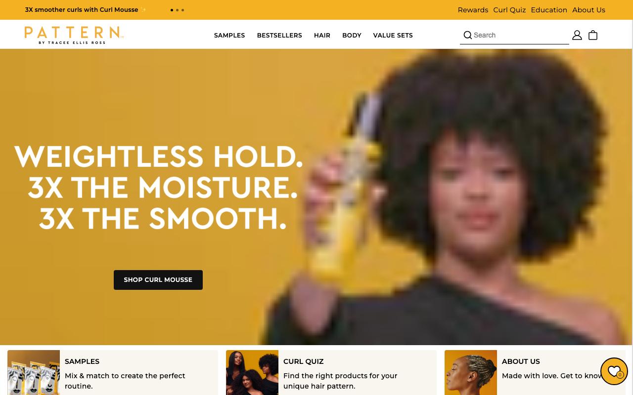 patternbeauty.com homepage screenshot