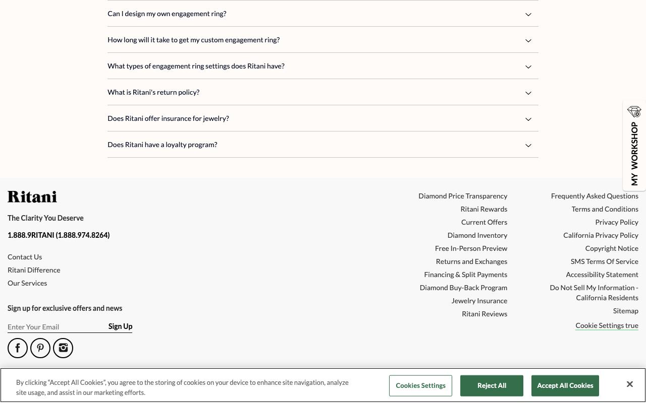 ritani.com homepage screenshot