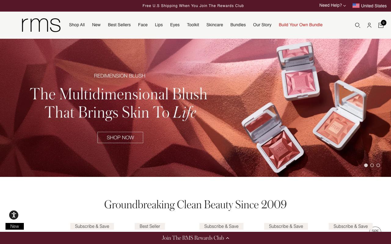 rmsbeauty.com homepage screenshot