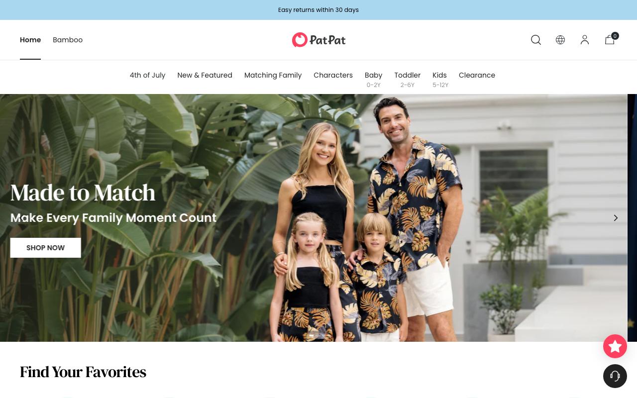 patpat.com homepage screenshot