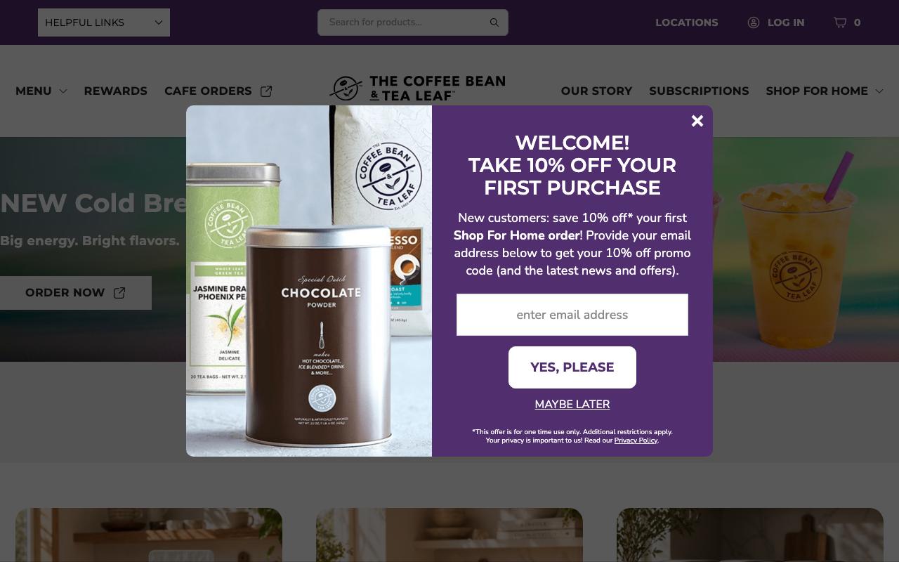 coffeebean.com homepage screenshot