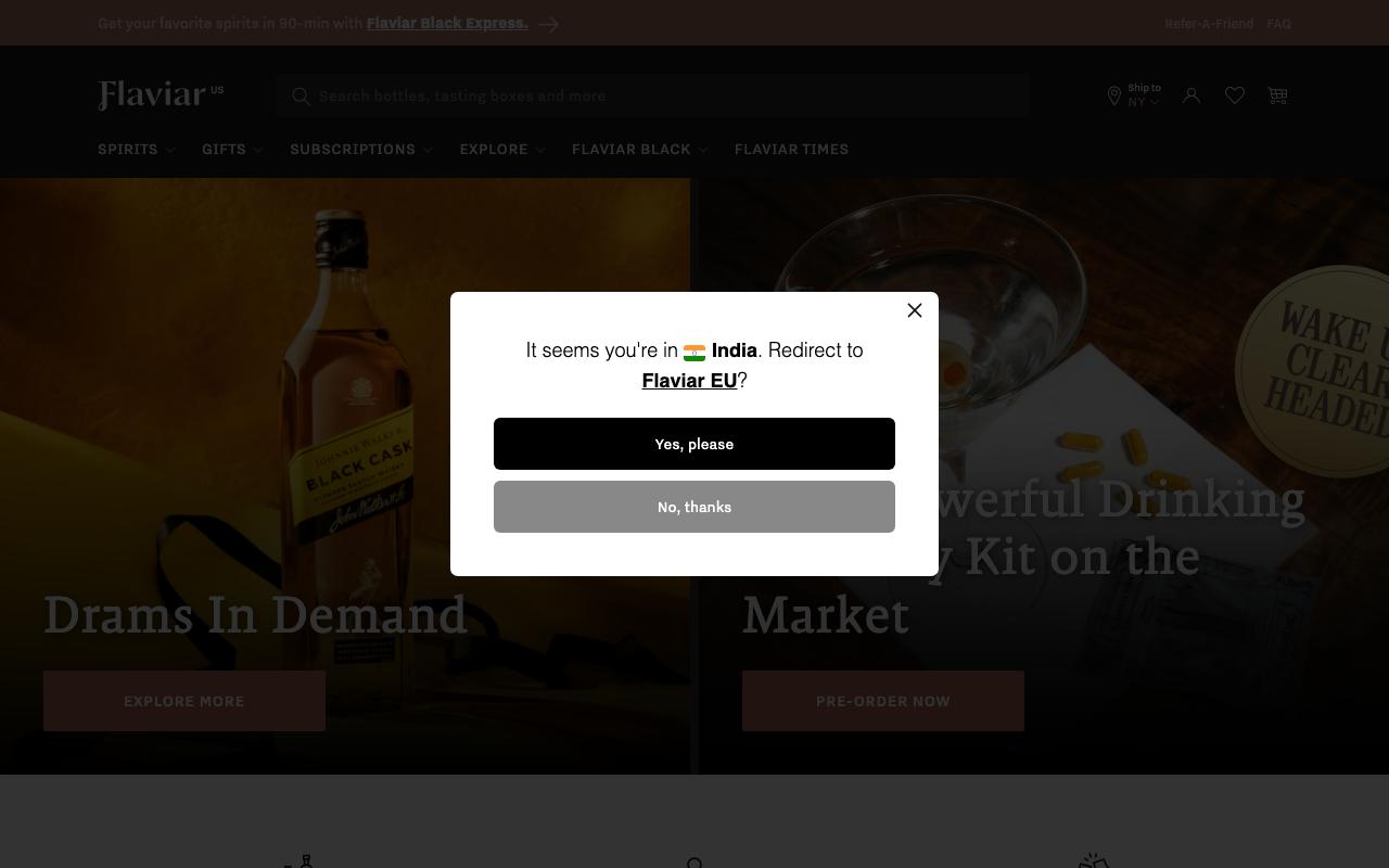 flaviar.com homepage screenshot
