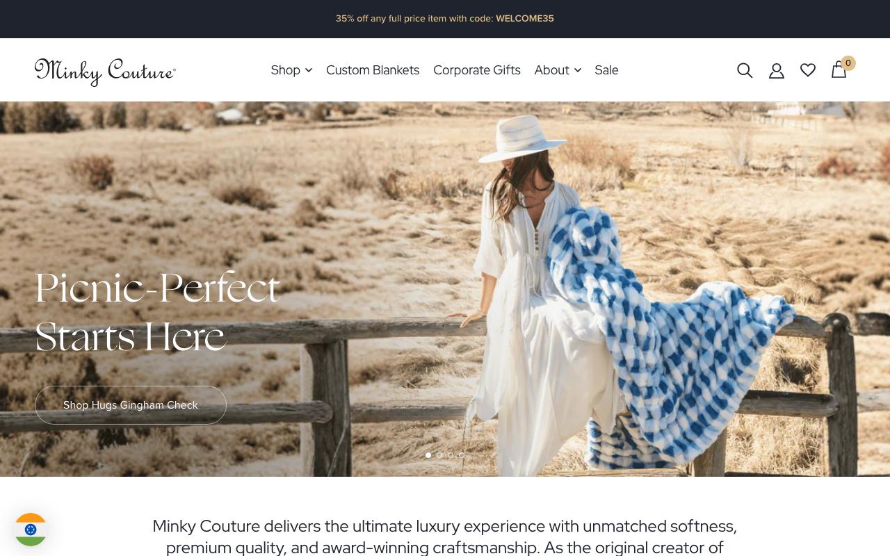 softminkyblankets.com homepage screenshot
