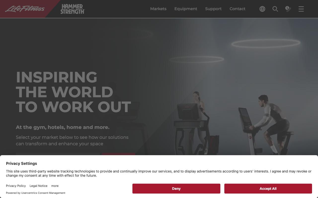 lifefitness.com homepage screenshot