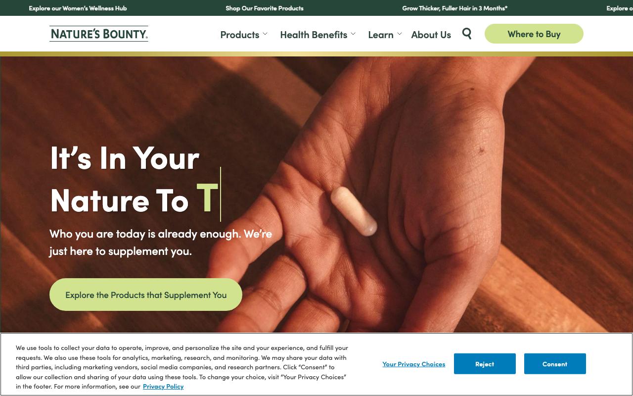 naturesbounty.com homepage screenshot