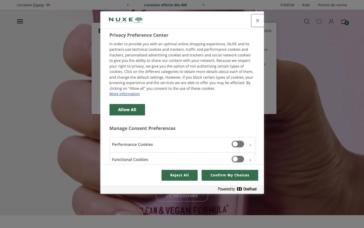 nuxe.com homepage screenshot