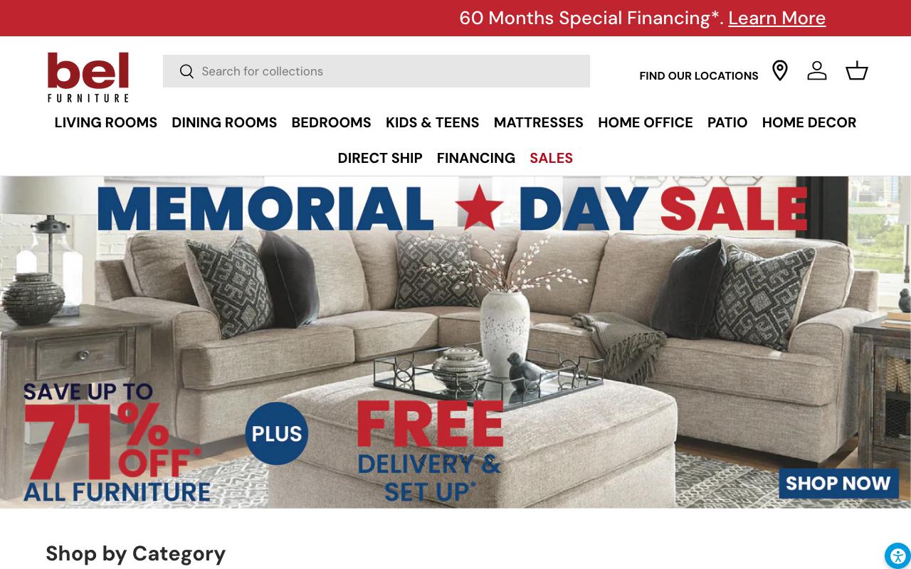 belfurniture.com homepage screenshot
