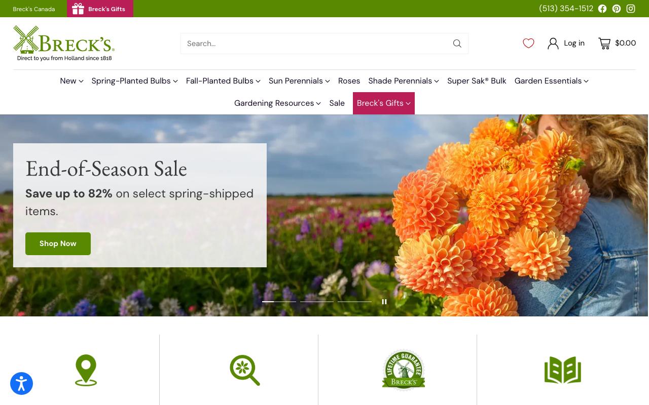 brecks.com homepage screenshot