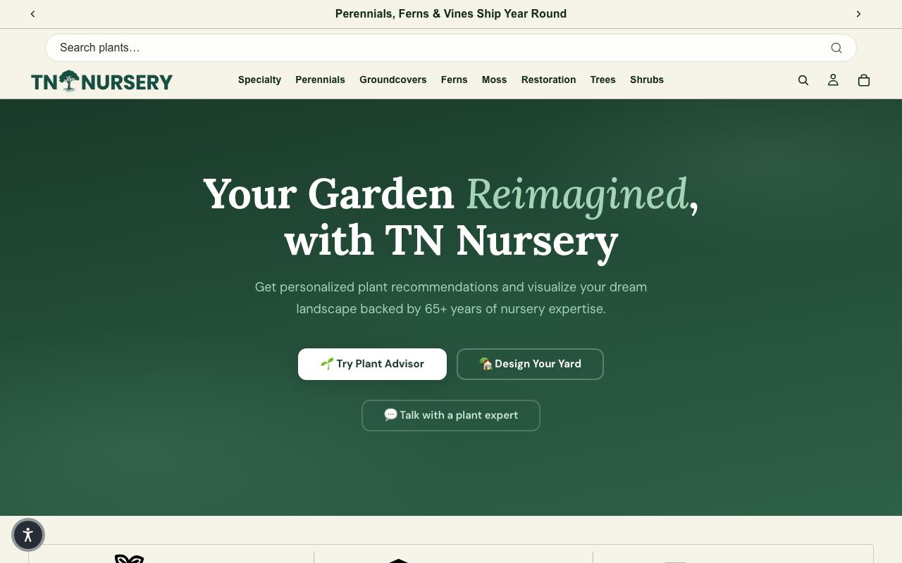 tnnursery.net homepage screenshot